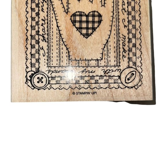 Stampin' Up! Vintage When I Give What I Make Hand Heart Large Wood Rubber Stamp - Picture 2 of 5